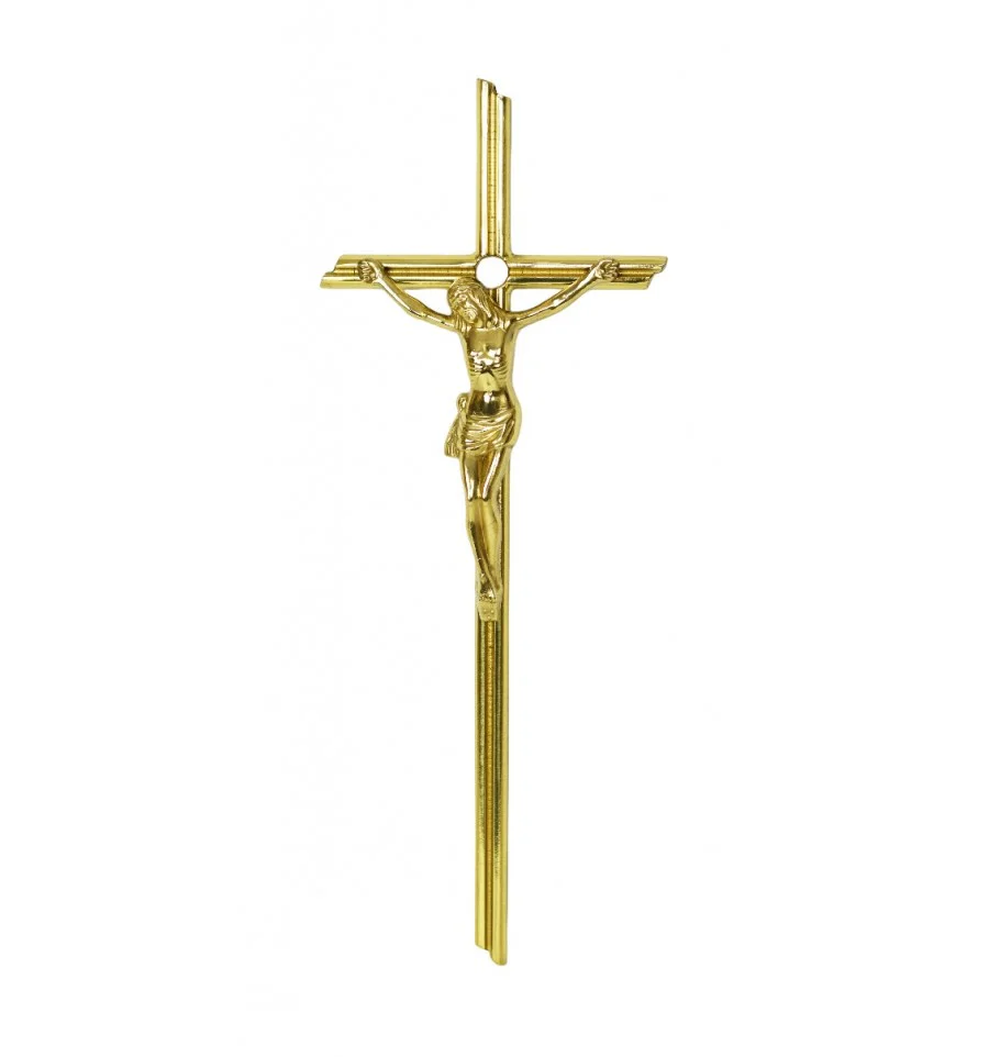 Krzyż mosiężny jasne złoto 40cm