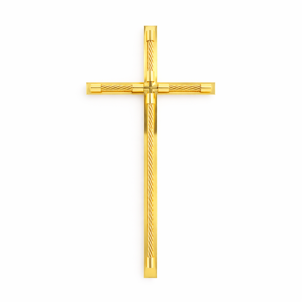 KRZYŻ KP21/Z WISZĄCY ZE STALI NIERDZEWNEJ ZŁOTY