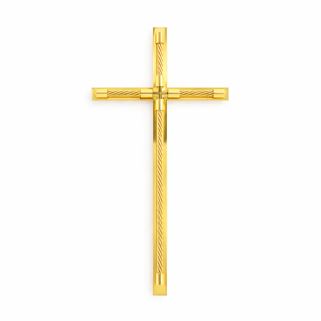 KRZYŻ KP21/Z WISZĄCY ZE STALI NIERDZEWNEJ ZŁOTY